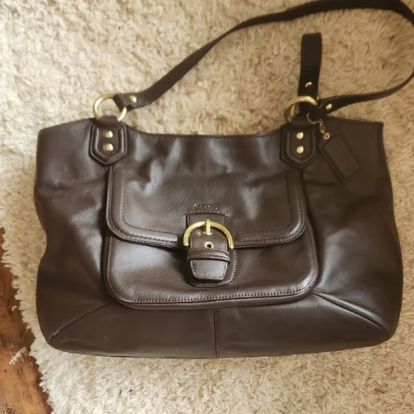Coach Dark Brown Leather Tote - Picture 1 of 11